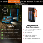 Kabellose Solar-Powerbank mit Handkurbel-Ladefunktion